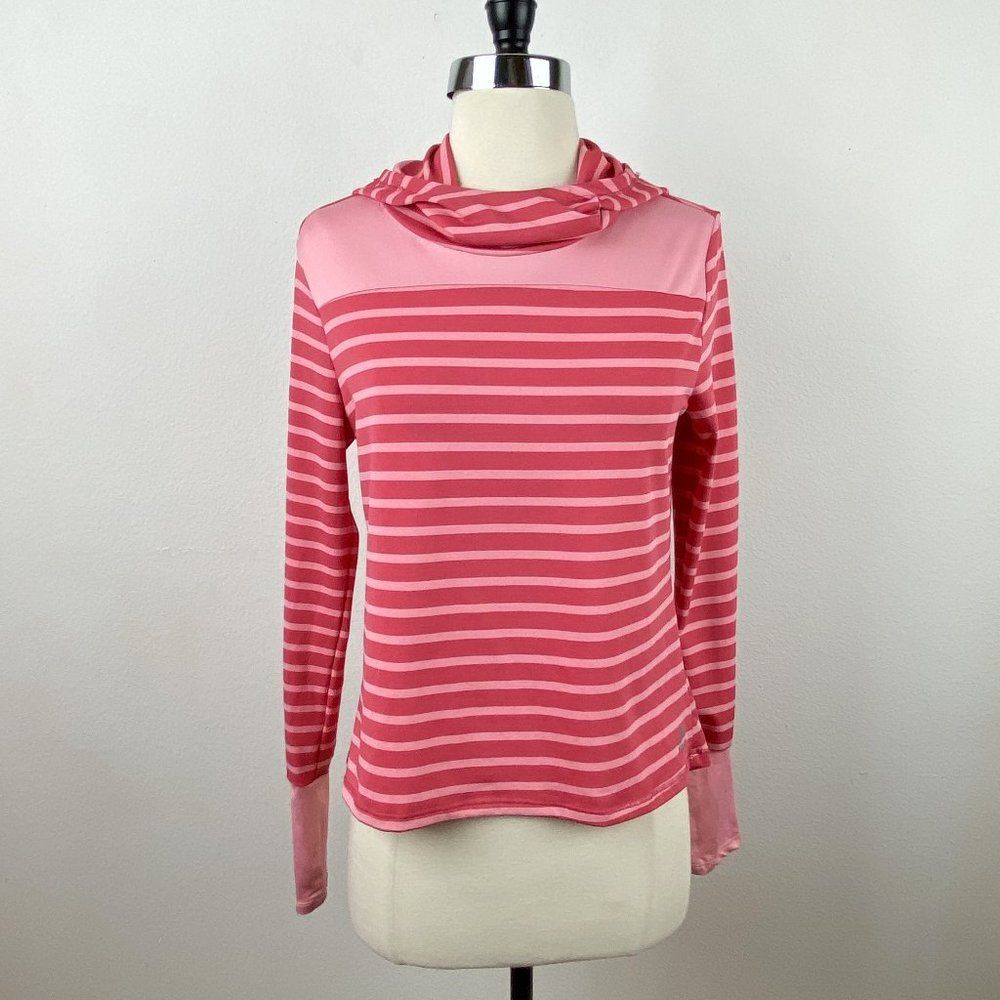 RBX Womens Lightweight Pink Stripe Hoodie Pullover Top Long Sleeve Lg 14/16